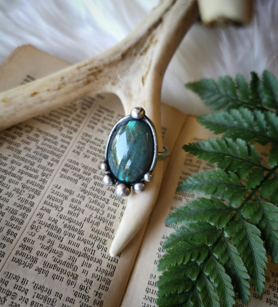 Labradorite adjustable ring