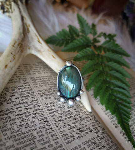 Labradorite adjustable ring