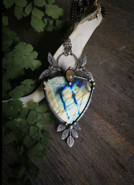 Labradorite leaf necklace