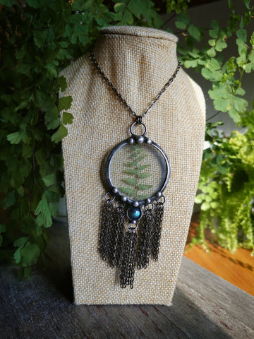 MADE TO ORDER Fringe fern and labradorite necklace