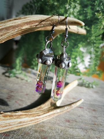 Botanical resin crystal earrings