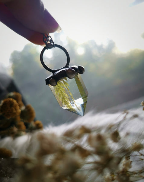 Resin crystal fern necklace #2
