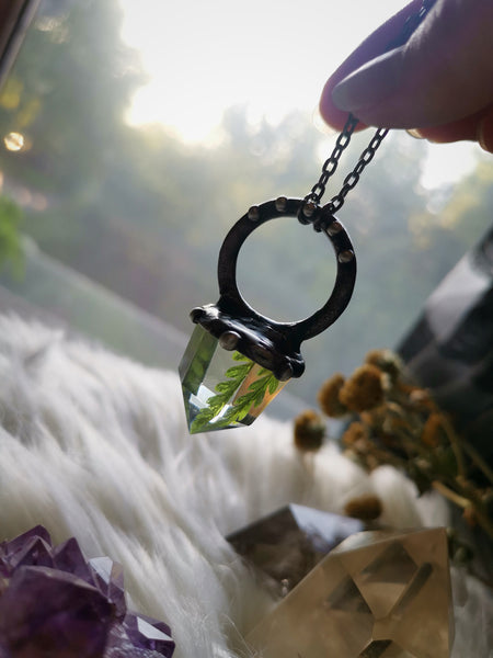 Resin crystal fern necklace #1
