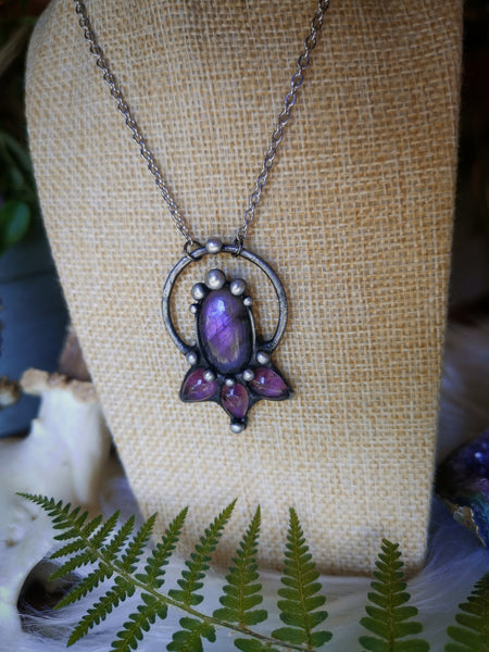 Purple labradorite and amethyst necklace