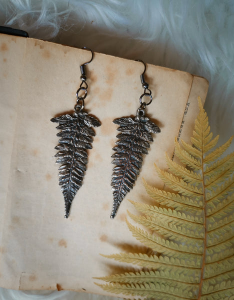 Fern earrings "dark silver"