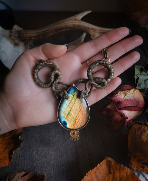 Brass "ovarian serpents" necklace