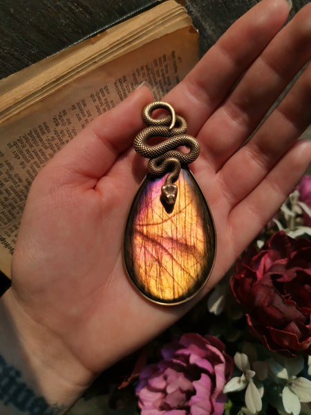 Serpent "sunset labradorite" necklace