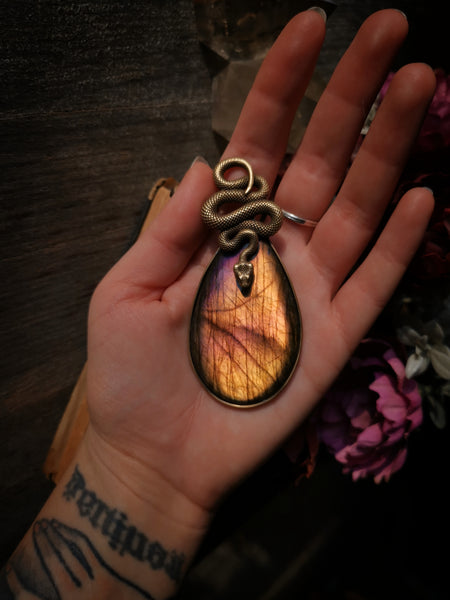 Serpent "sunset labradorite" necklace
