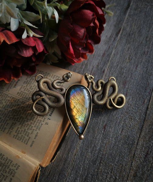 Serpent "rainbow labradorite" necklace
