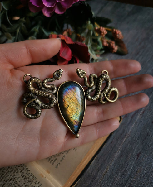 Serpent "rainbow labradorite" necklace