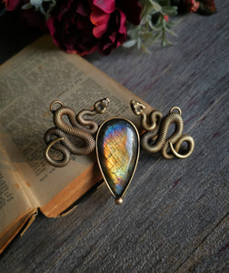 Serpent "rainbow labradorite" necklace