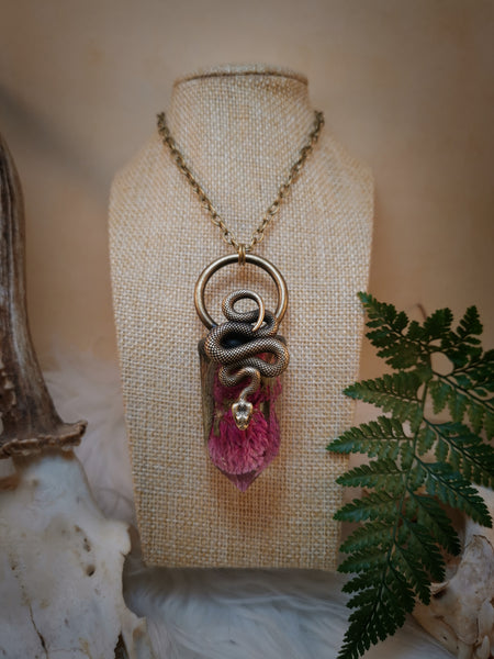 "Botanical serpent" brass necklace