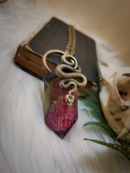 "Botanical serpent" brass necklace