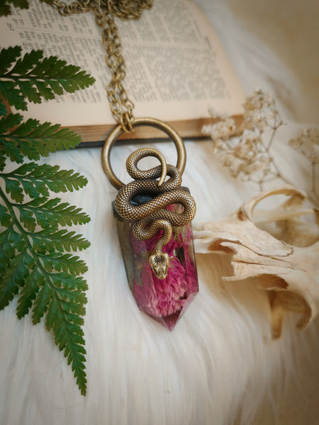 "Botanical serpent" brass necklace