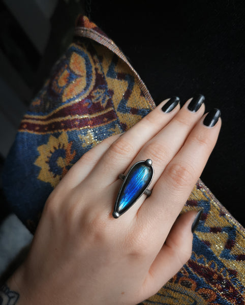 Blue labradorite adjustable ring #2