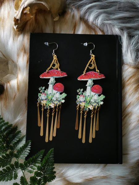 "Fly agaric" wooden earrings