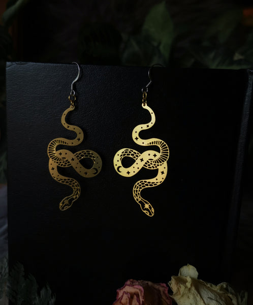 "Brass snake" earrings