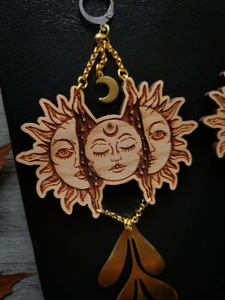 Sun and moon earrings #1