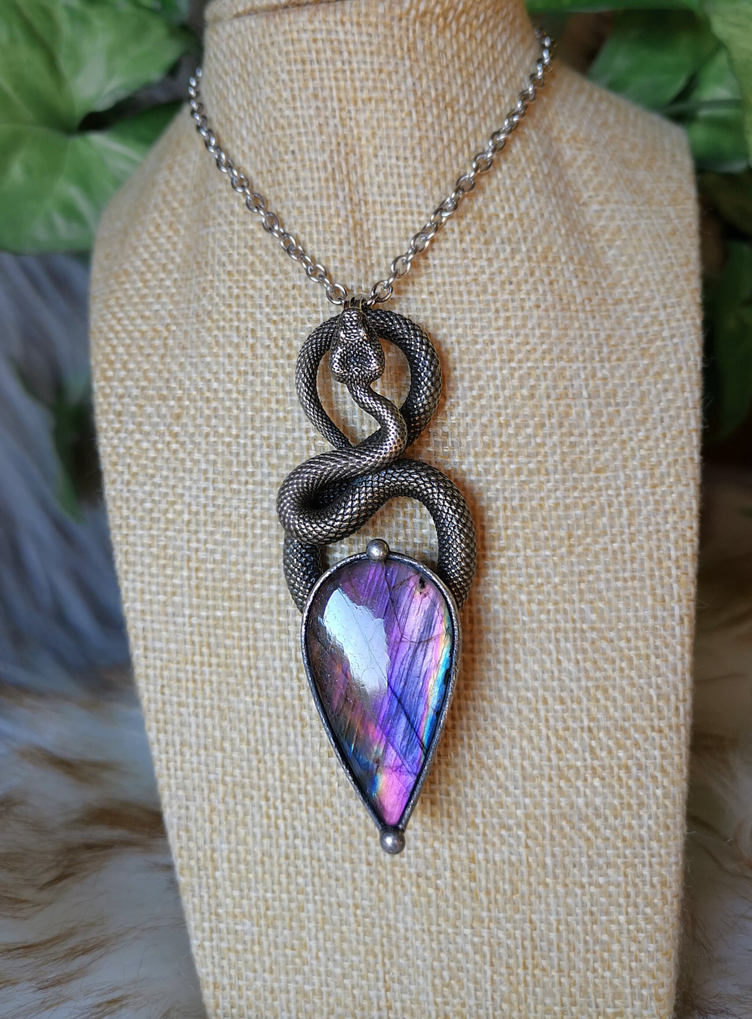 "Sylva" silver snake necklace