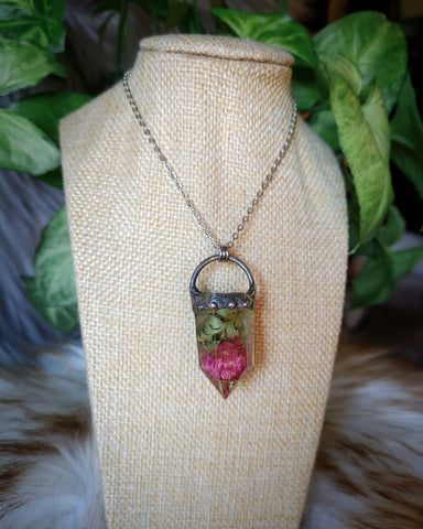 "Amaranth" botanical crystal necklace