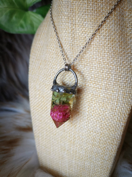 "Amaranth" botanical crystal necklace