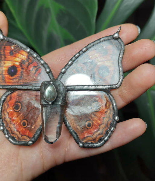 Glass artificial butterfly pendant #3