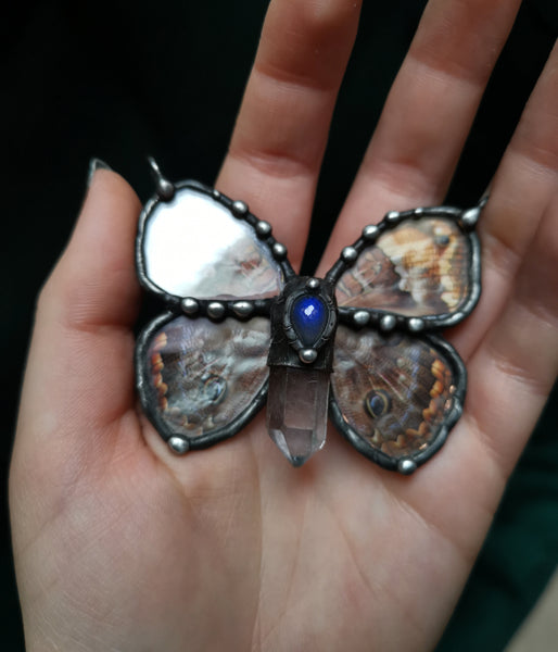 Glass artificial butterfly pendant #1