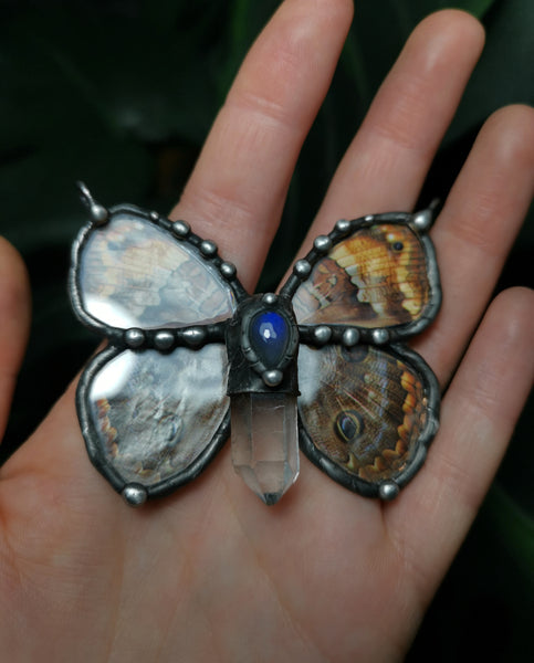 Glass artificial butterfly pendant #1