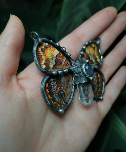 Glass artificial butterfly pendant #1