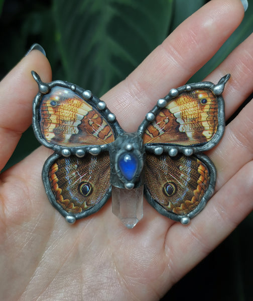 Glass artificial butterfly pendant #1