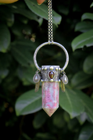 Pink tourmaline and garnet necklace #1