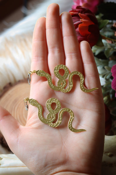 Brass serpent earrings