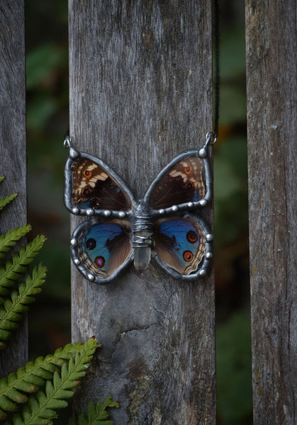 Ogrlica z pravim metuljem "Junonia orithya".