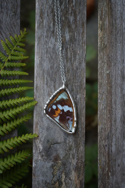 "Mimathyma schrenckii" real butterfly wing necklace