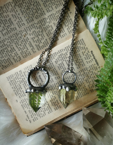 3 x Custom fern crystal necklaces