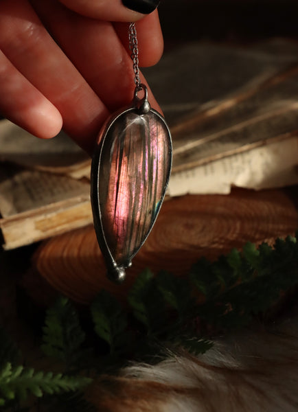 Pink labradorite two sided necklace