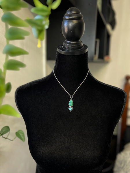 "Nailah" amazonite and faceted labradorite necklace